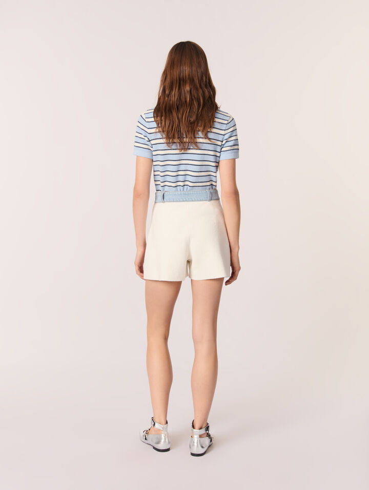 Short en maille et galons denim