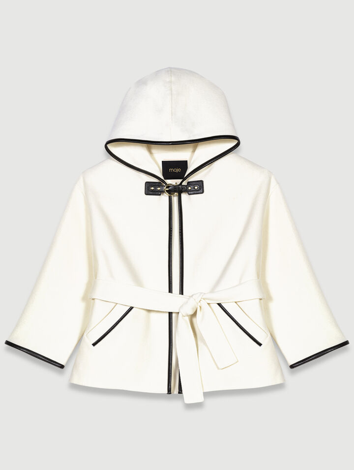 Manteau effet cape en laine