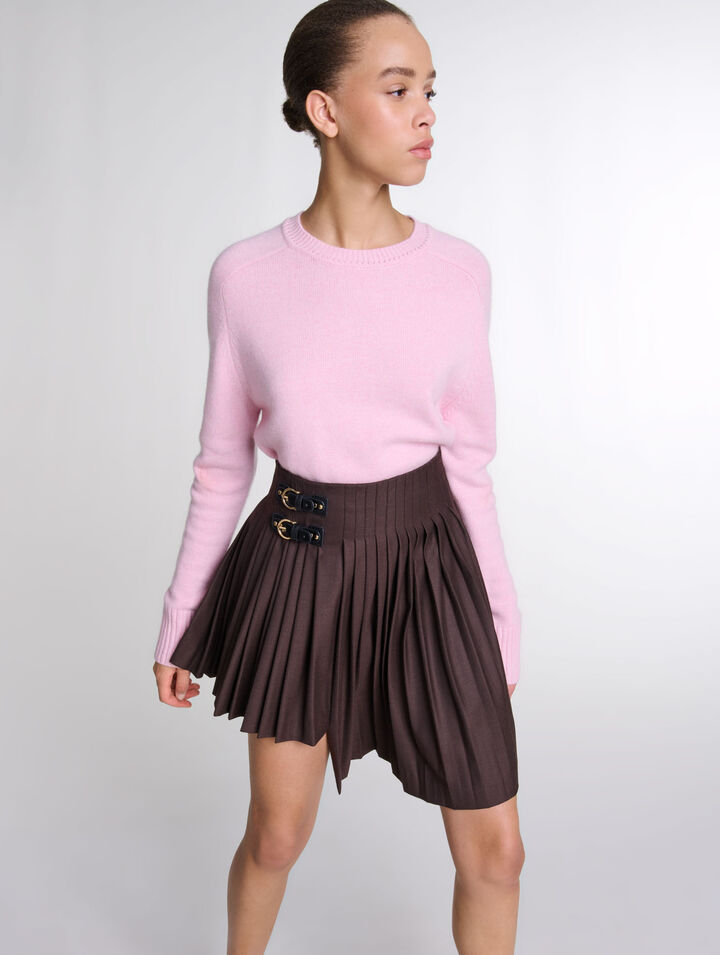 Jupe courte plissée asymétrique