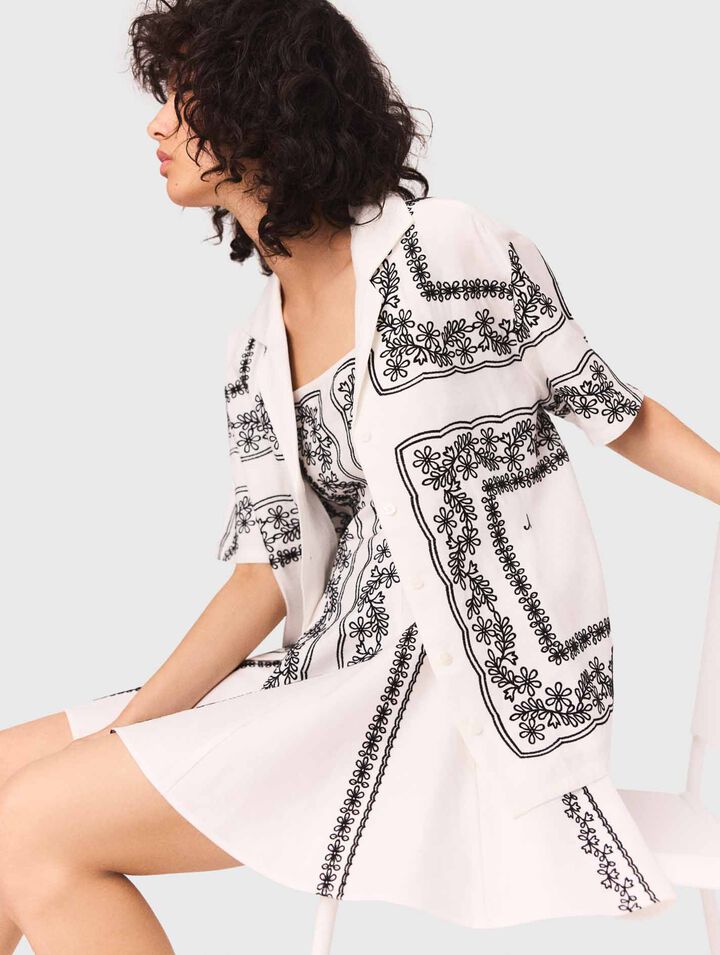 Chemise manches courtes brodée
