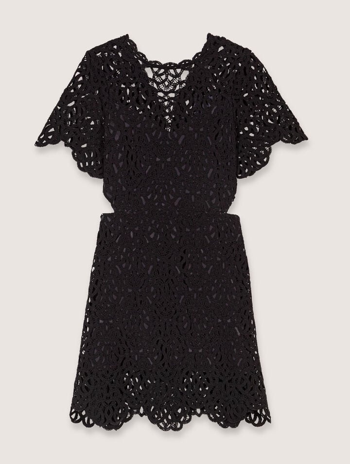 Maje Rozimalo Crochet Mini Dress In Noir