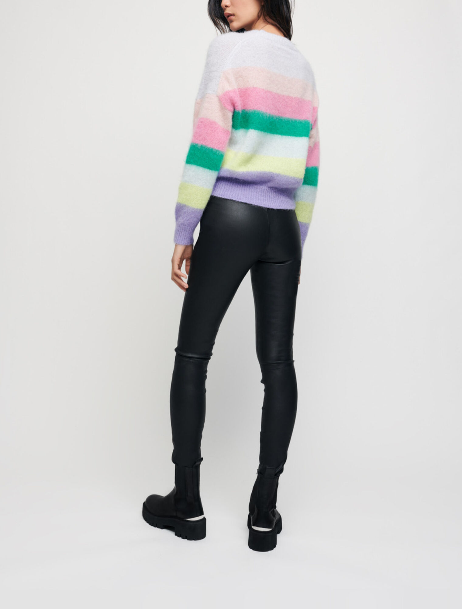 Legging en cuir stretch taille haute