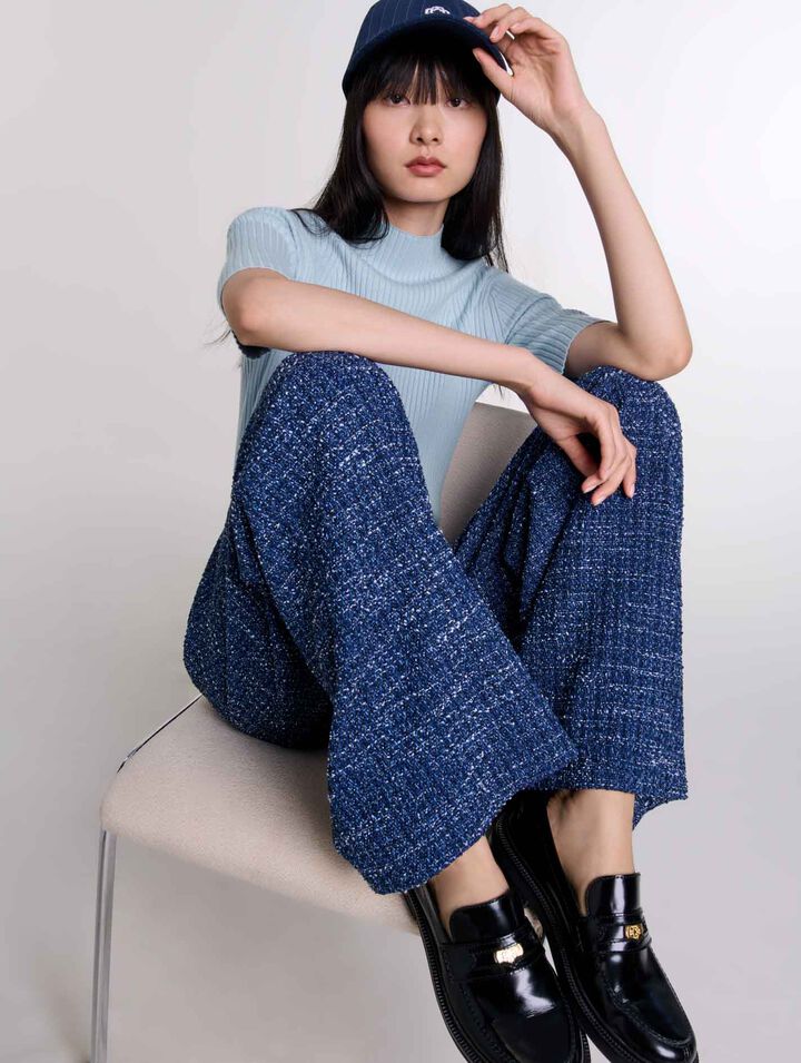 Pantalon large en tweed