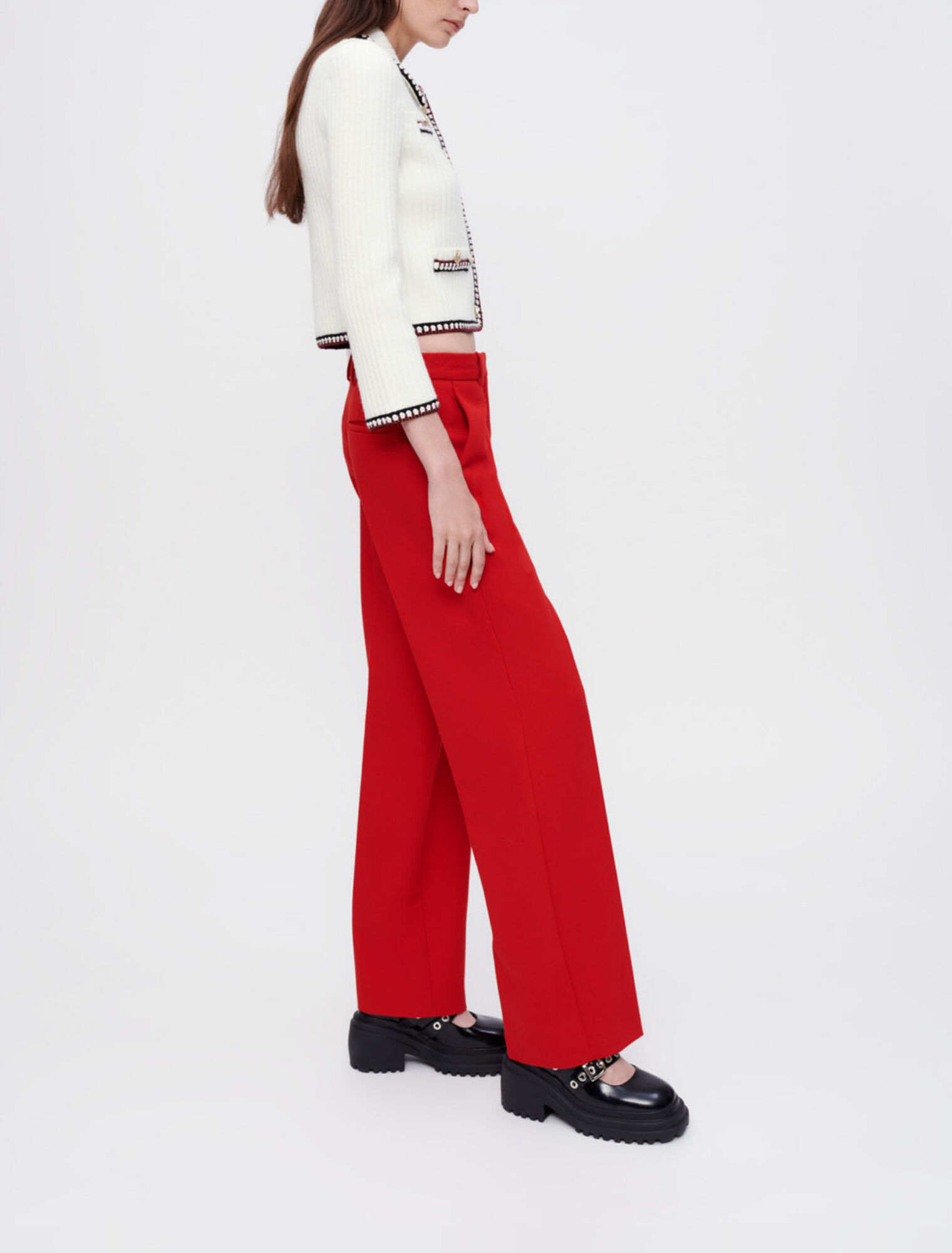 Pantalon tailleur large rouge