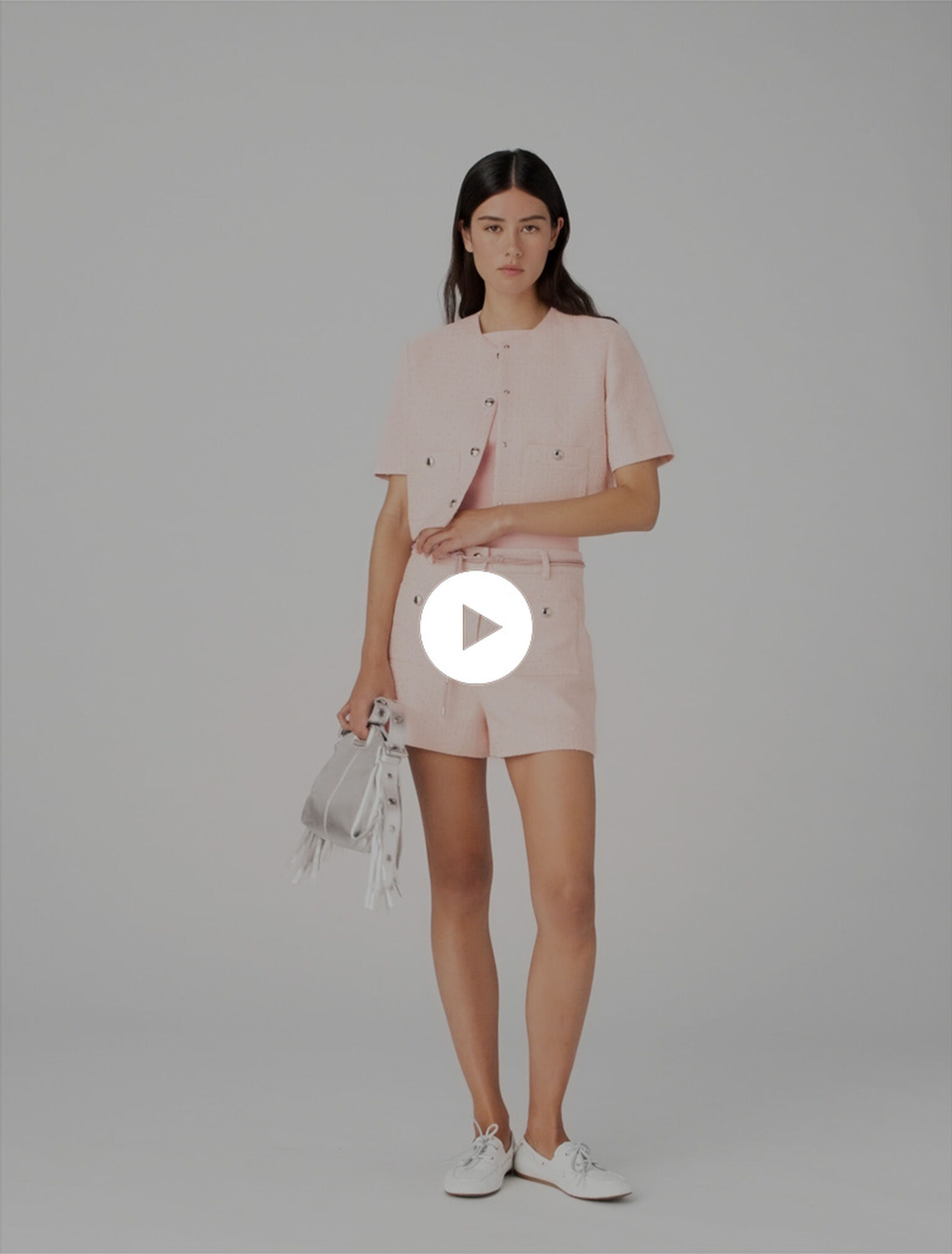 Veste manches courtes en tweed