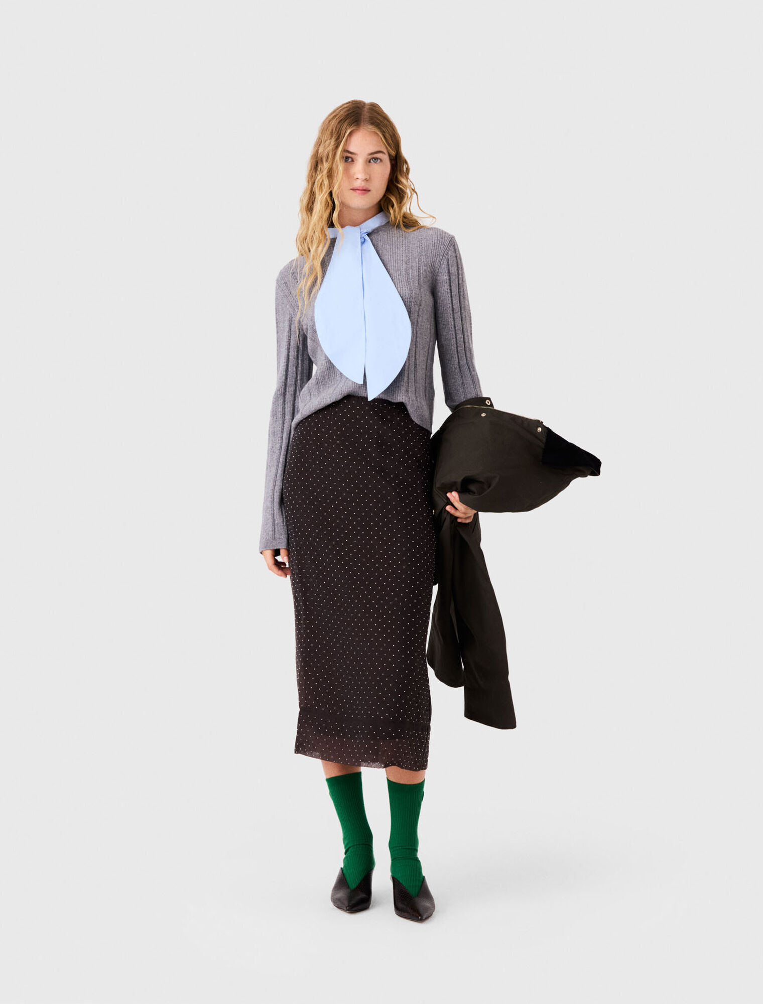 Jupe midi strass&eacute;e