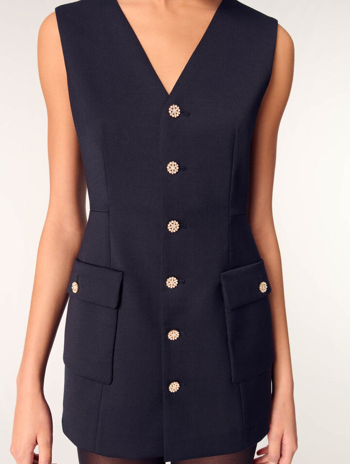 Robe trompe-l'œil en laine mélangée
