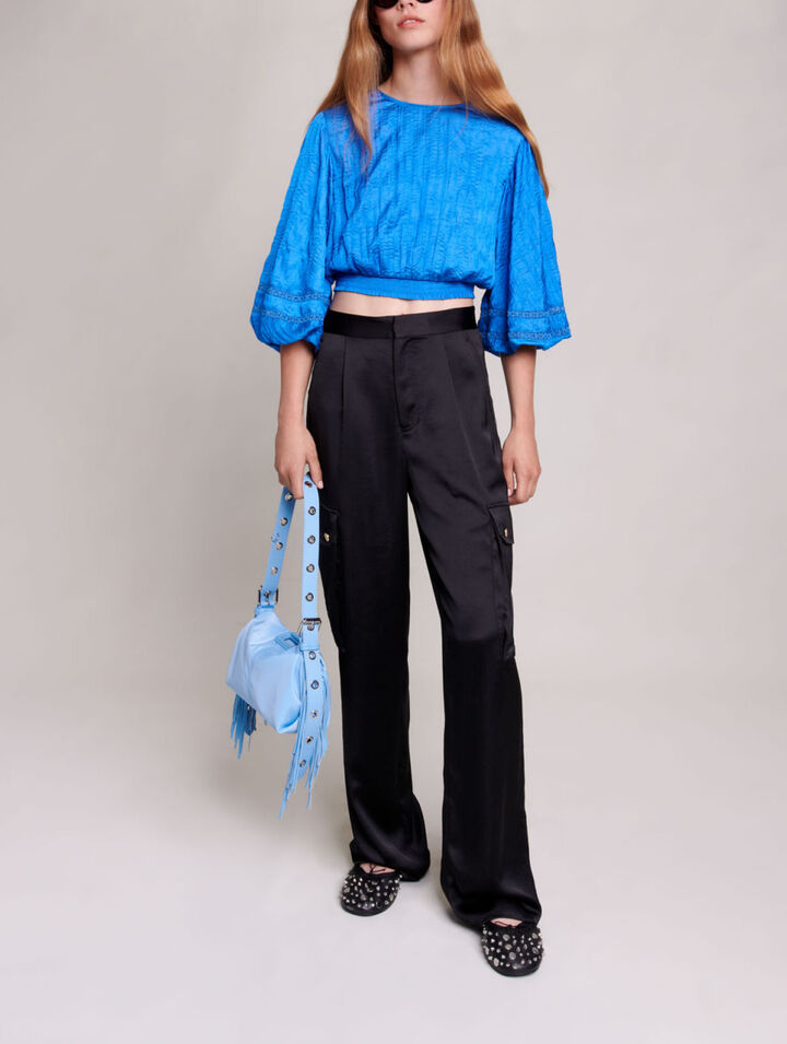 Pantalon cargo satiné