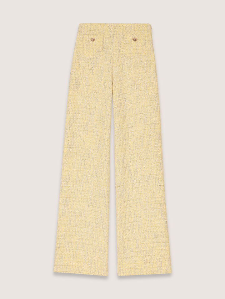 Pantalon droit en tweed et lurex
