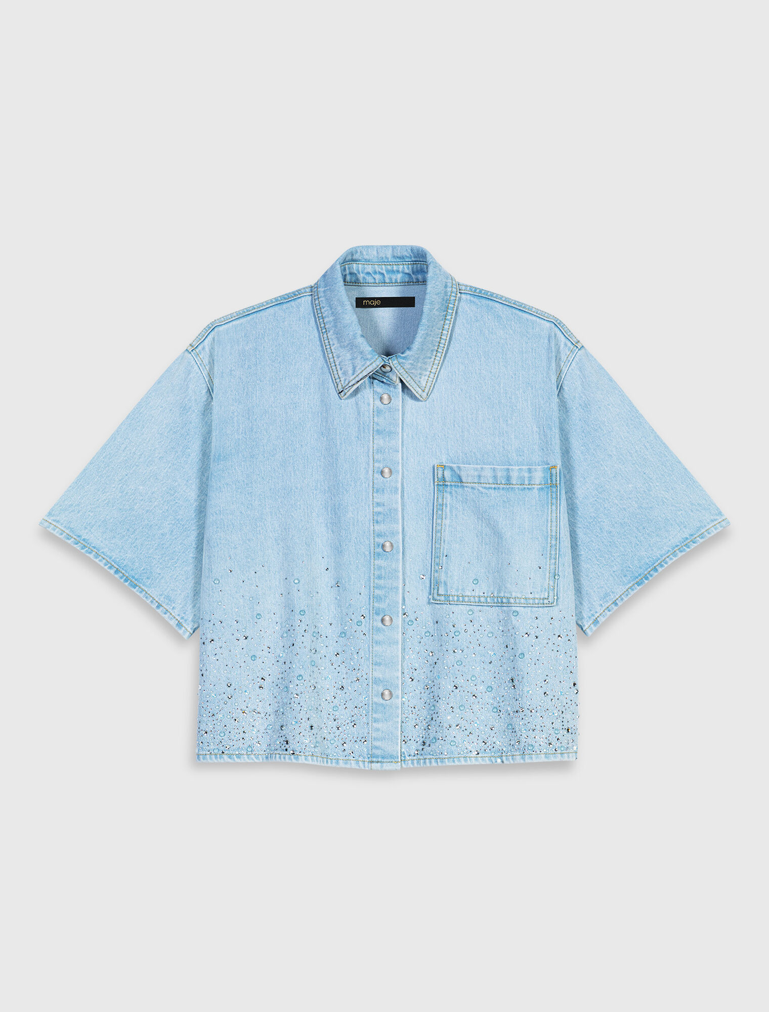 Chemise courte en denim avec strass