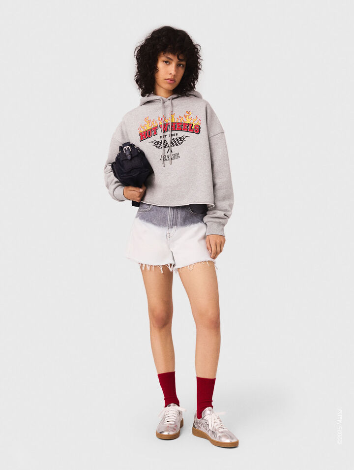 Sweatshirt crop avec logo brodé