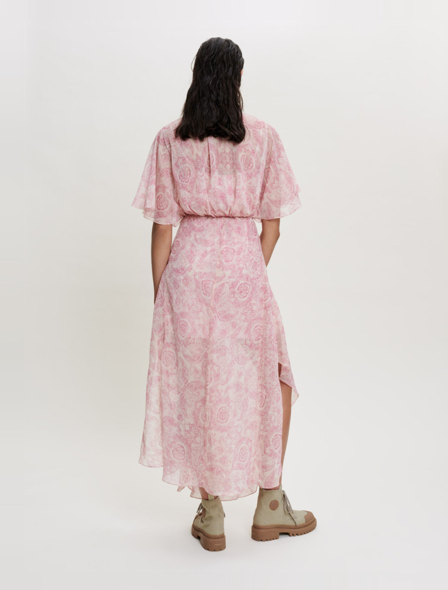 Robe foulard fluide à imprimé cachemire