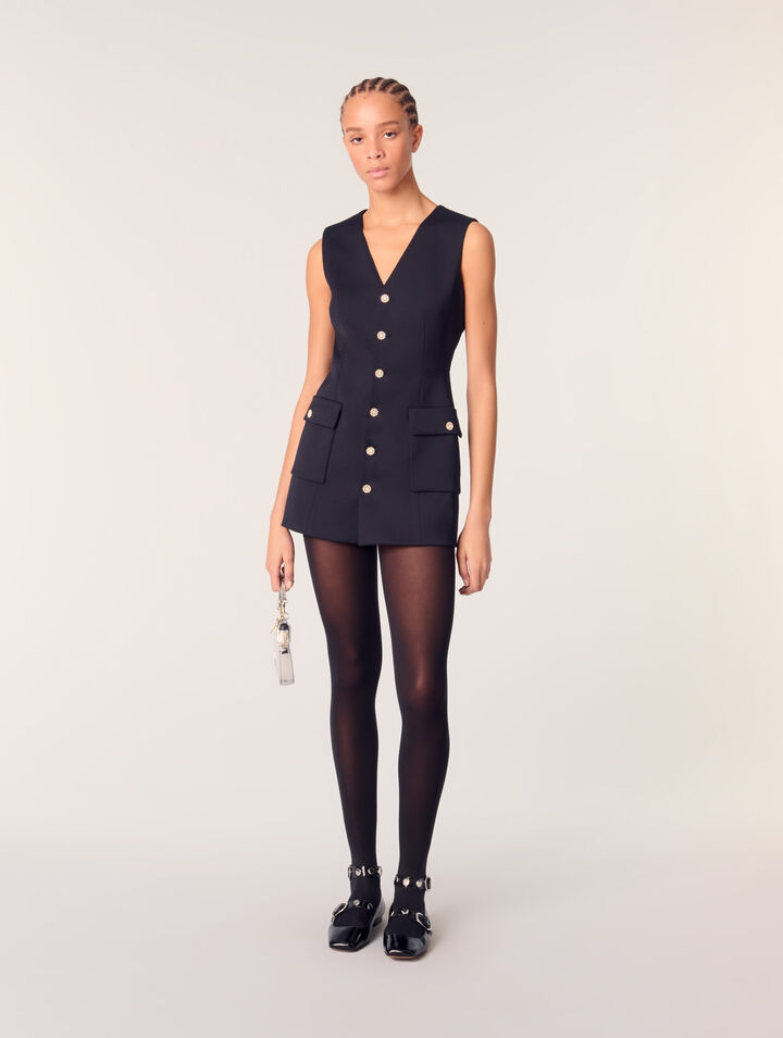 Robe trompe-l'œil en laine mélangée