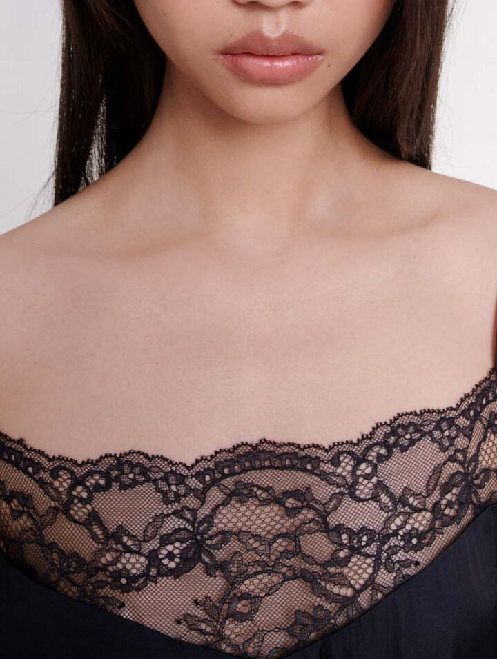 Robe longue satinée