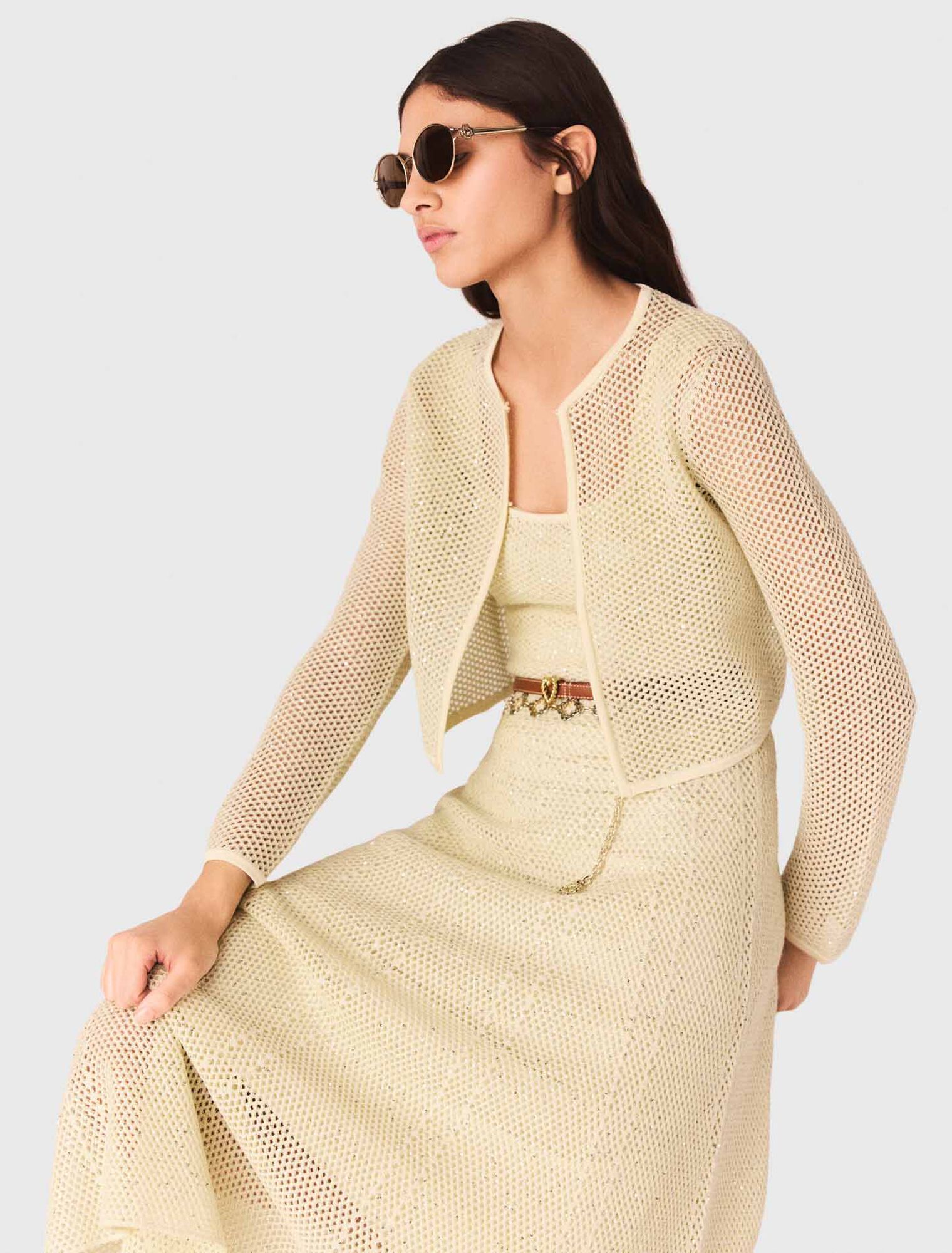 Cardigan en maille strass&eacute;e