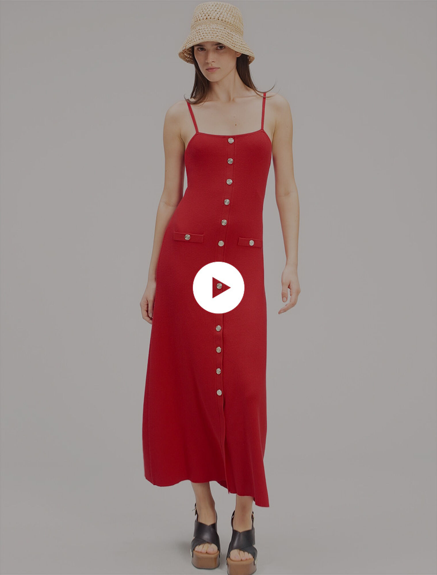 Robe longue en maille côtelée