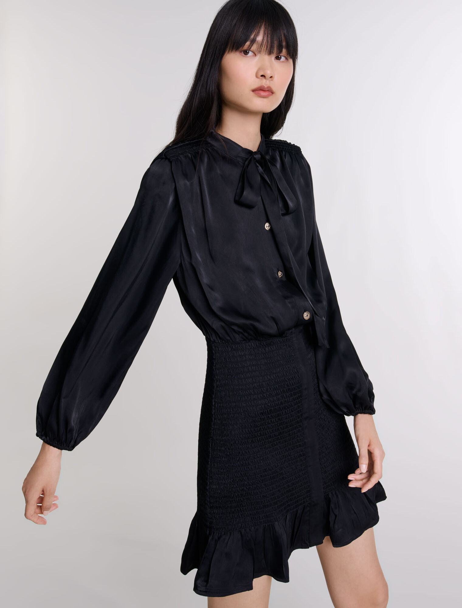 Robe courte smockée