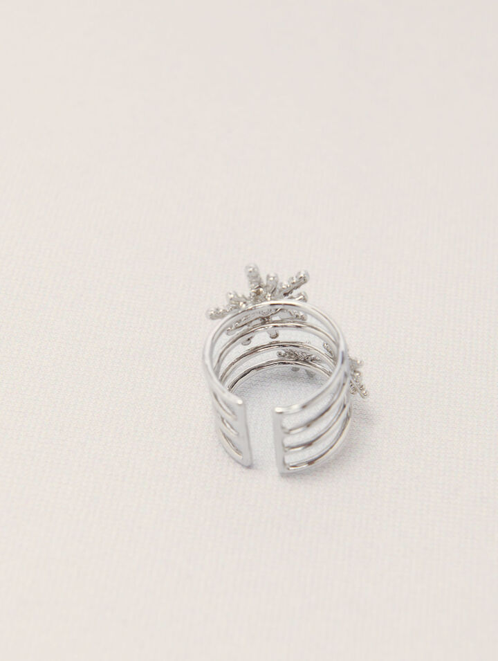 Bague anneaux à étoiles strassées