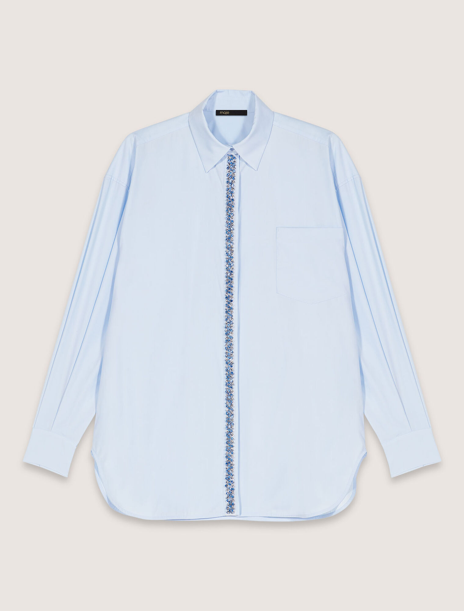 Chemise en popeline avec strass