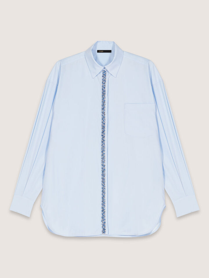 Chemise en popeline avec strass