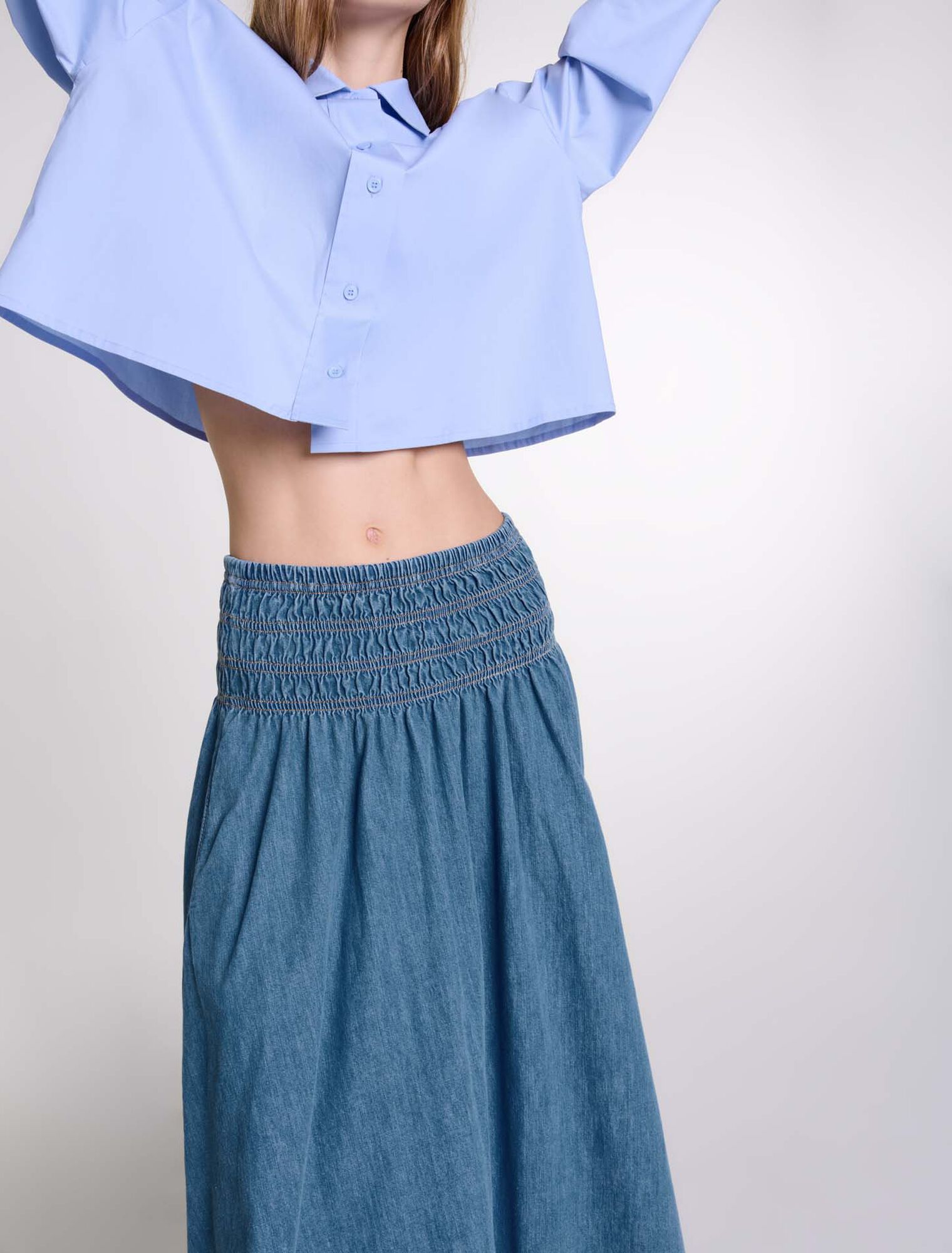 Jupe smockée en jean