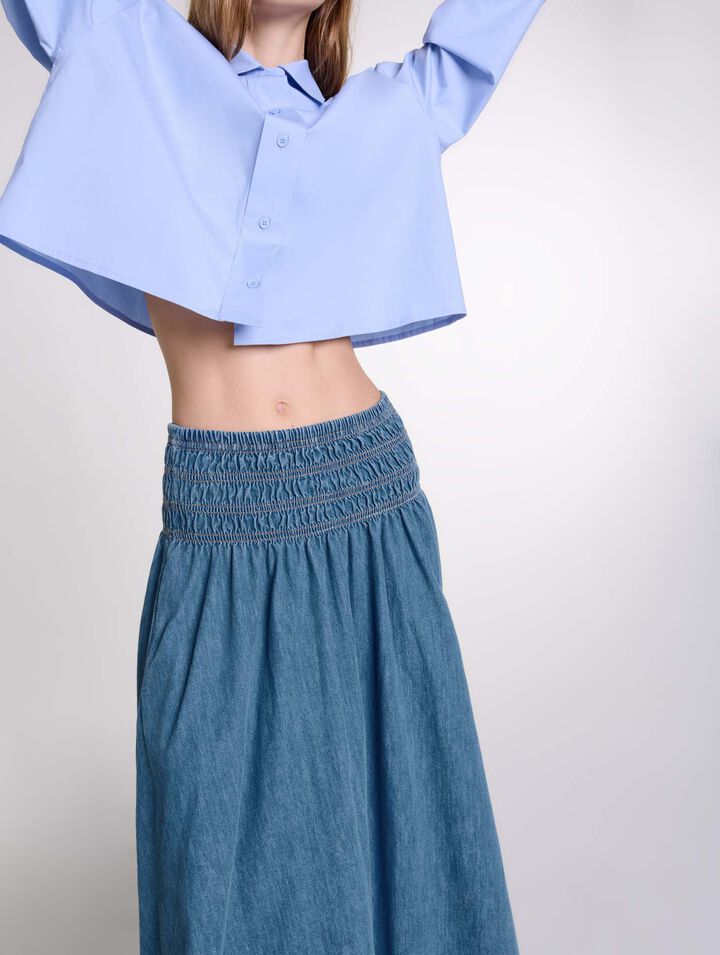 Jupe smockée en jean