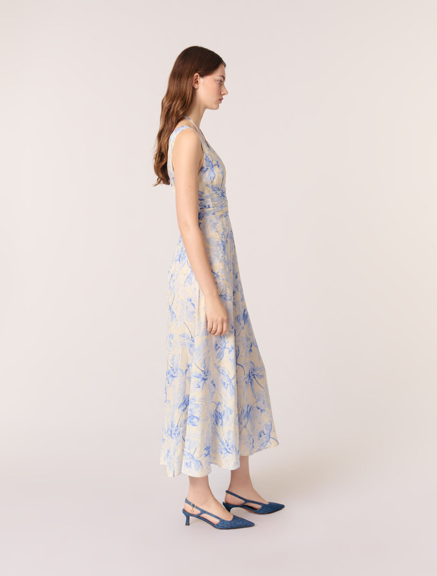 Robe longue imprimée et laçage