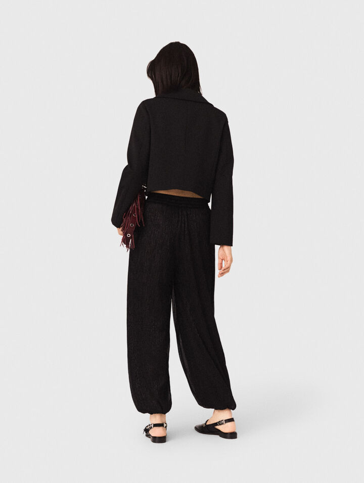 Pantalon large effet métallisé