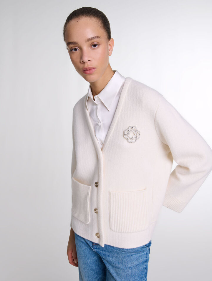 Cardigan en maille Clover à strass
