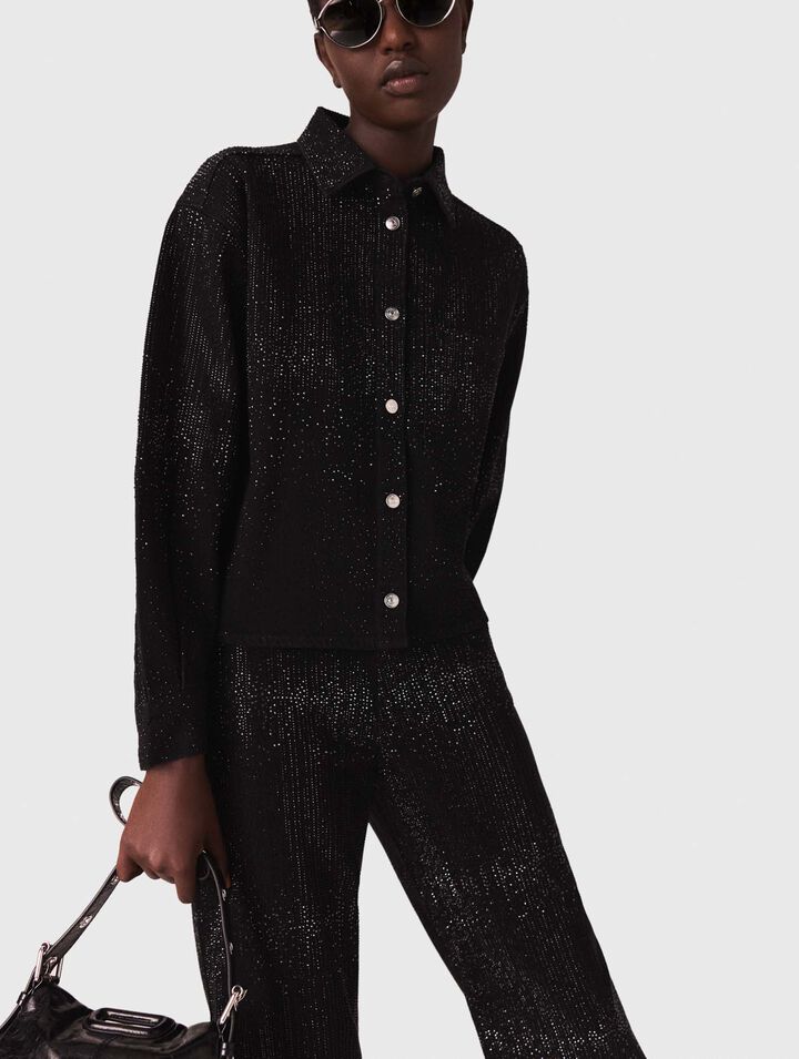 Chemise en denim strassée