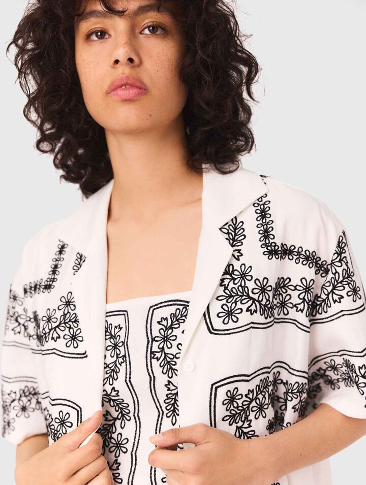 Chemise manches courtes brodée