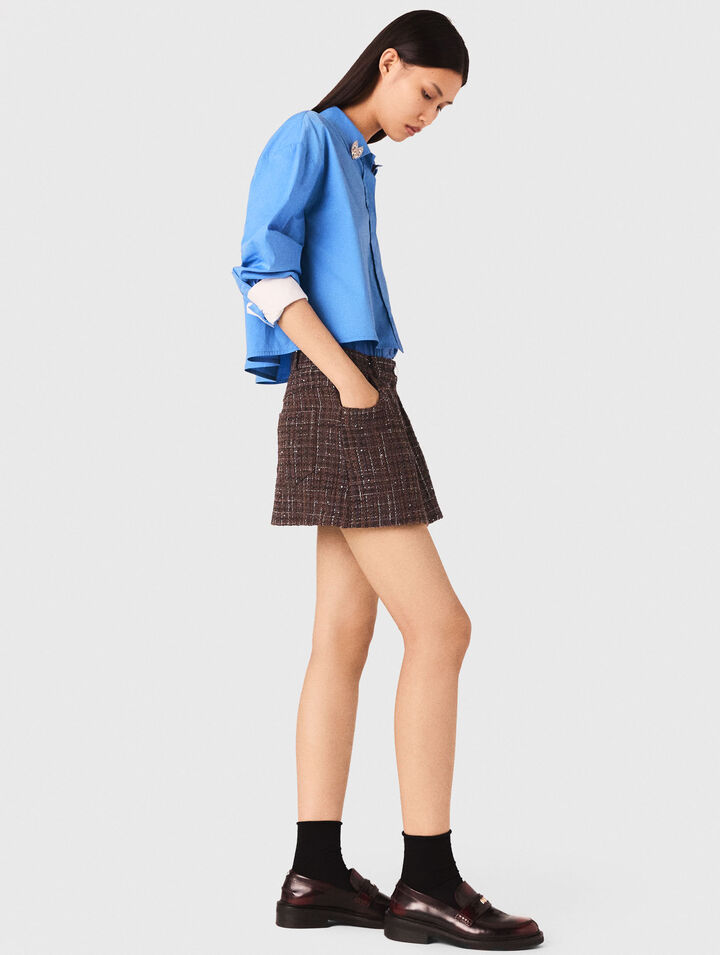 Short en tweed avec bande élastique