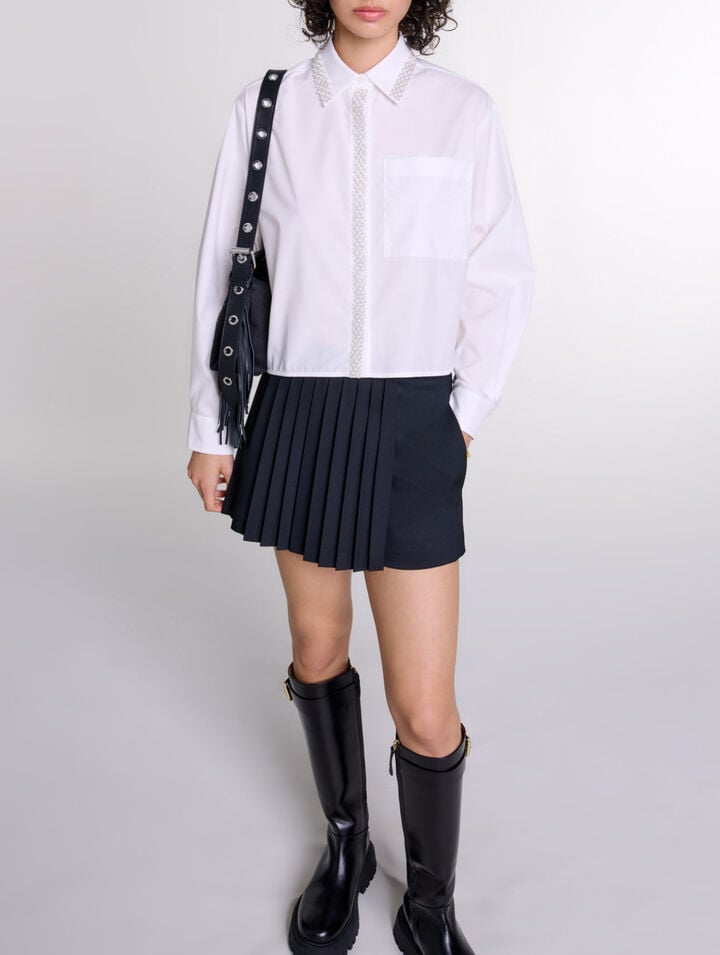 Chemise courte orn&eacute;e de perles