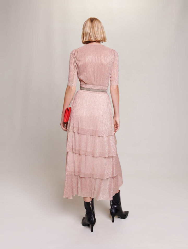 Robe longue lamée à volants