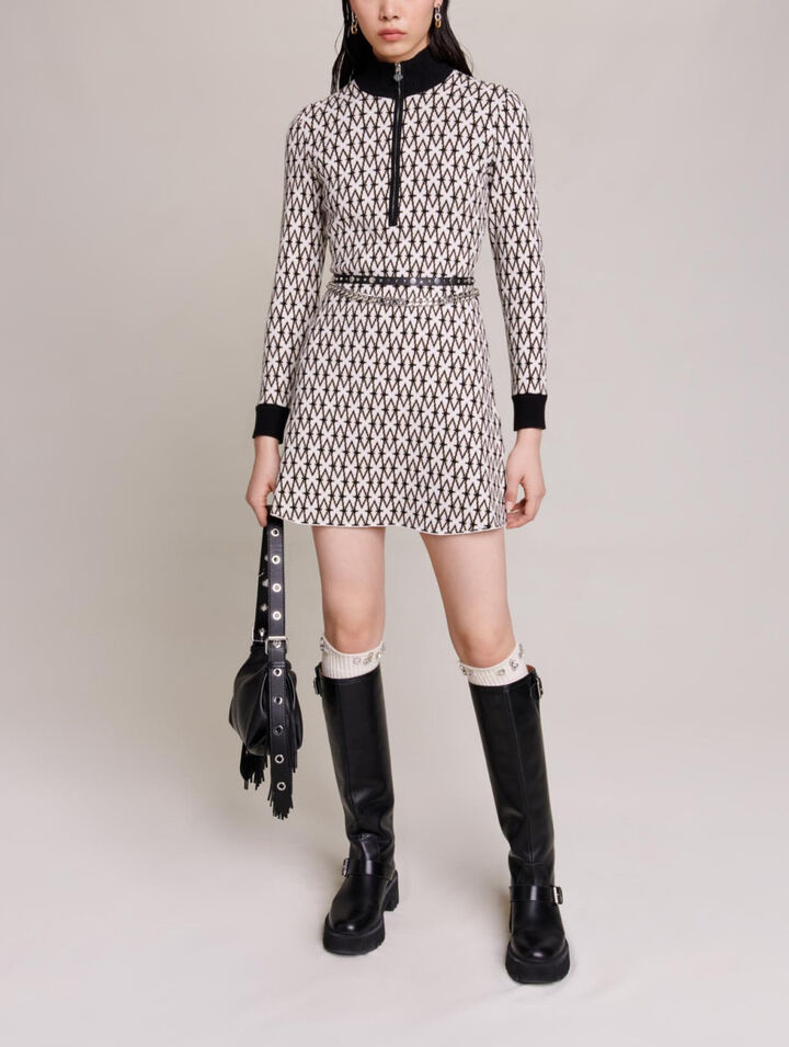 Robe courte jacquard monogramme