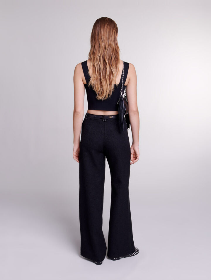 Pantalon large en tweed