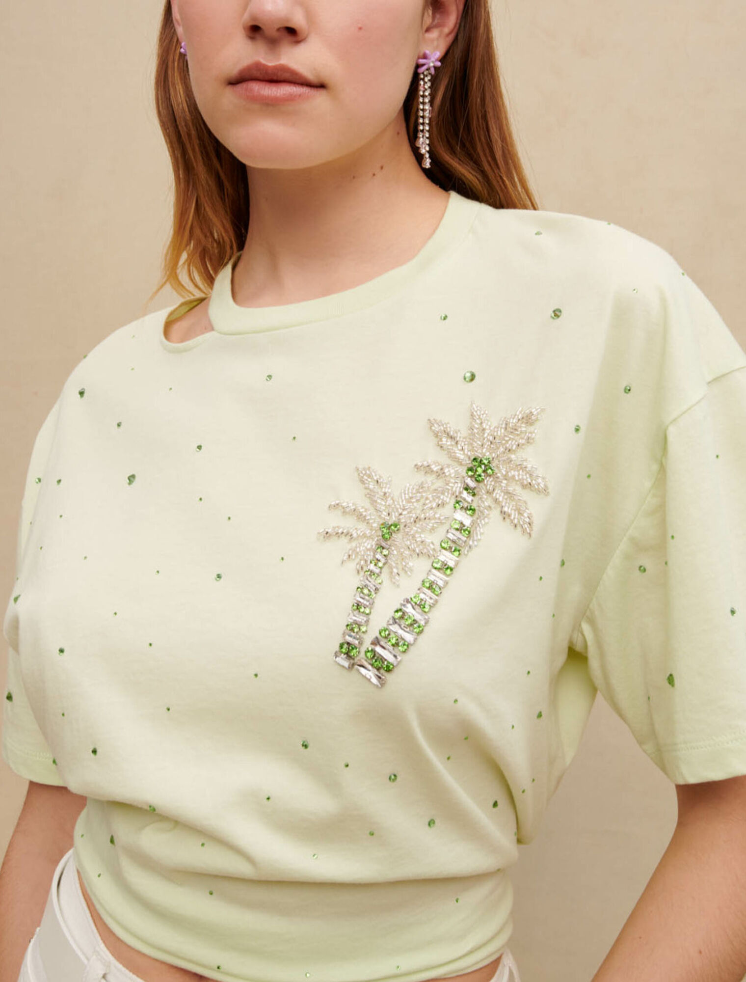 T-shirt cristaux palmiers