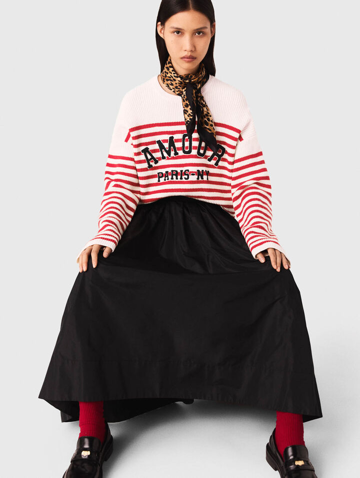 Jupe longue avec taille contrastée
