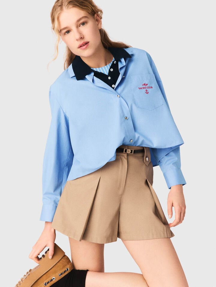 Short &agrave; plis en coton