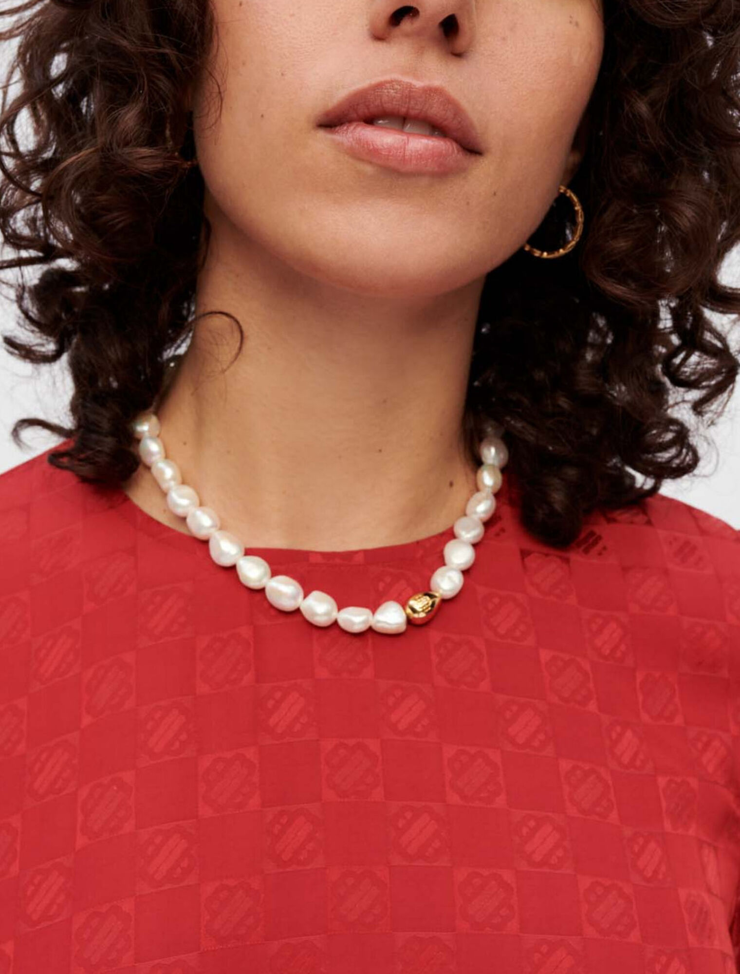 Robe en viscose à jacquard Clover Maje