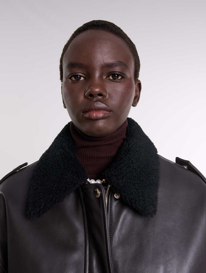 Blouson oversize en cuir