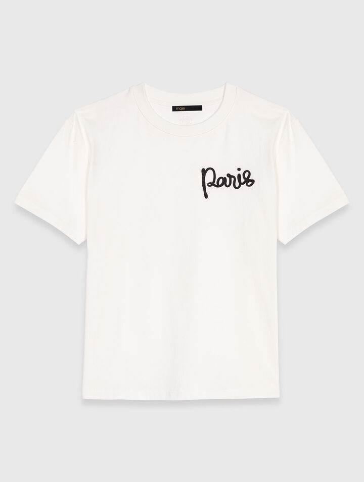 Tee shirt avec logo Paris brodé