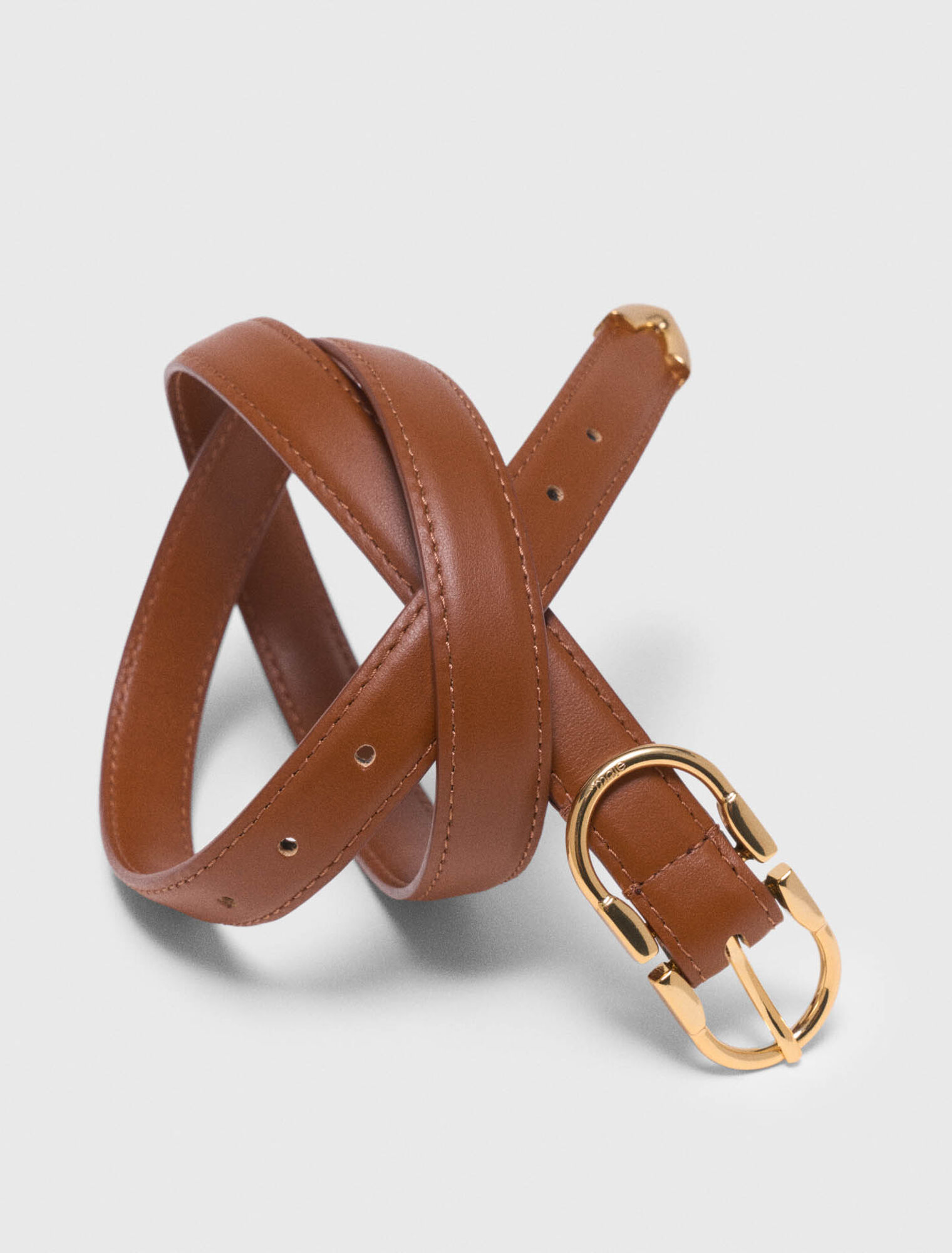 Ceinture en cuir &agrave; double boucle