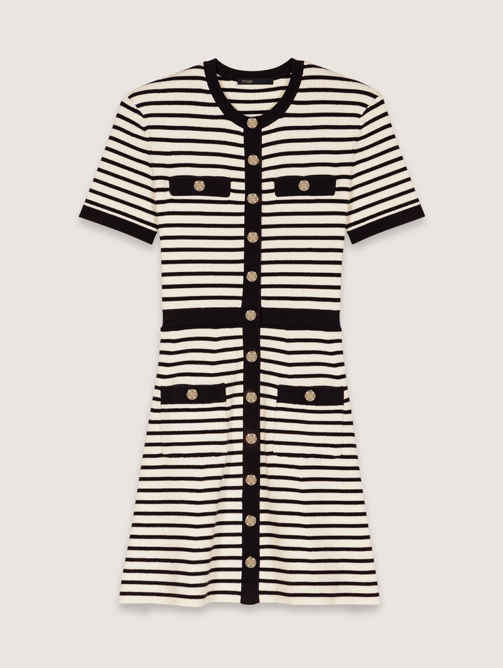 Robe courte en maille côtelée