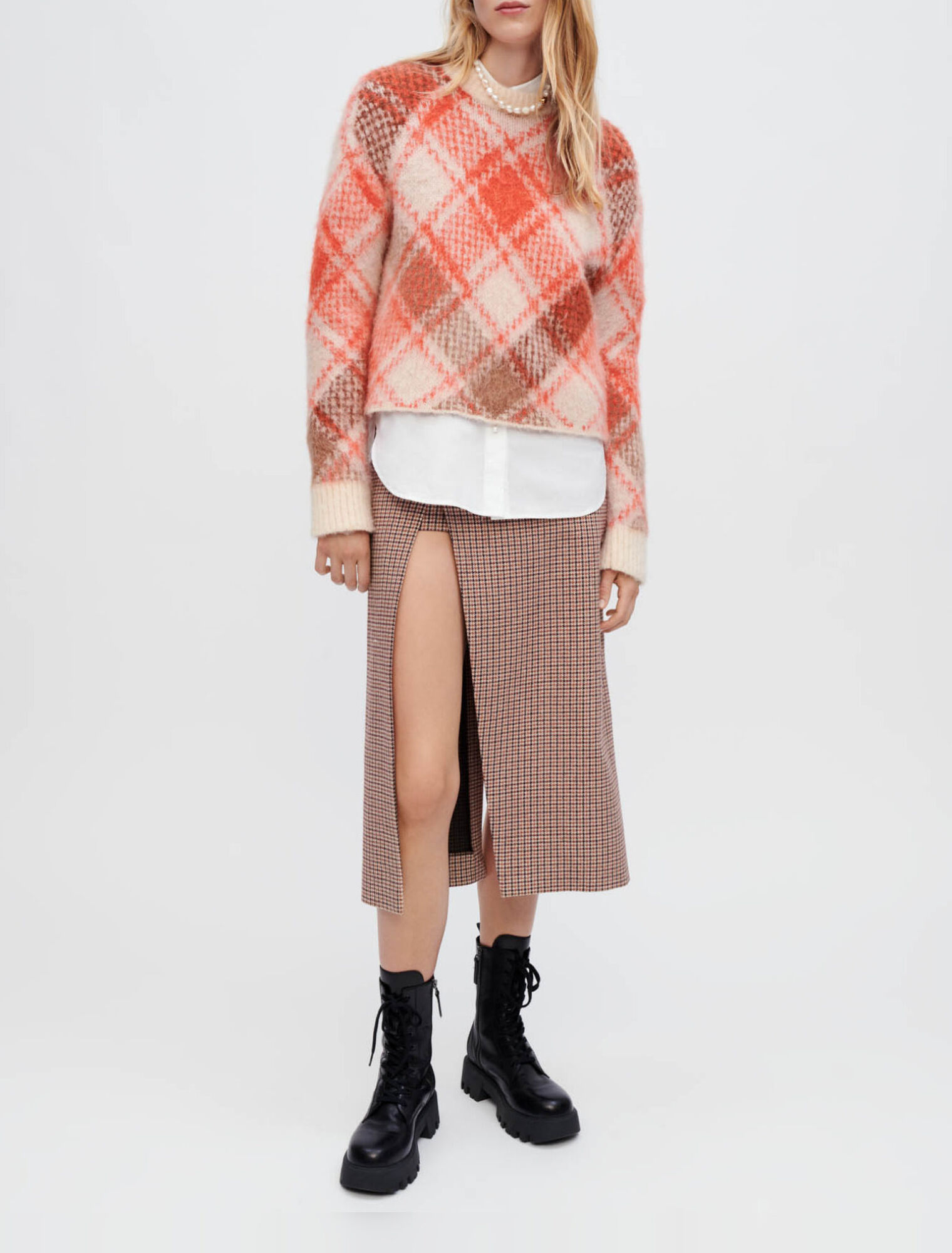 Pull fluffy en jacquard losanges