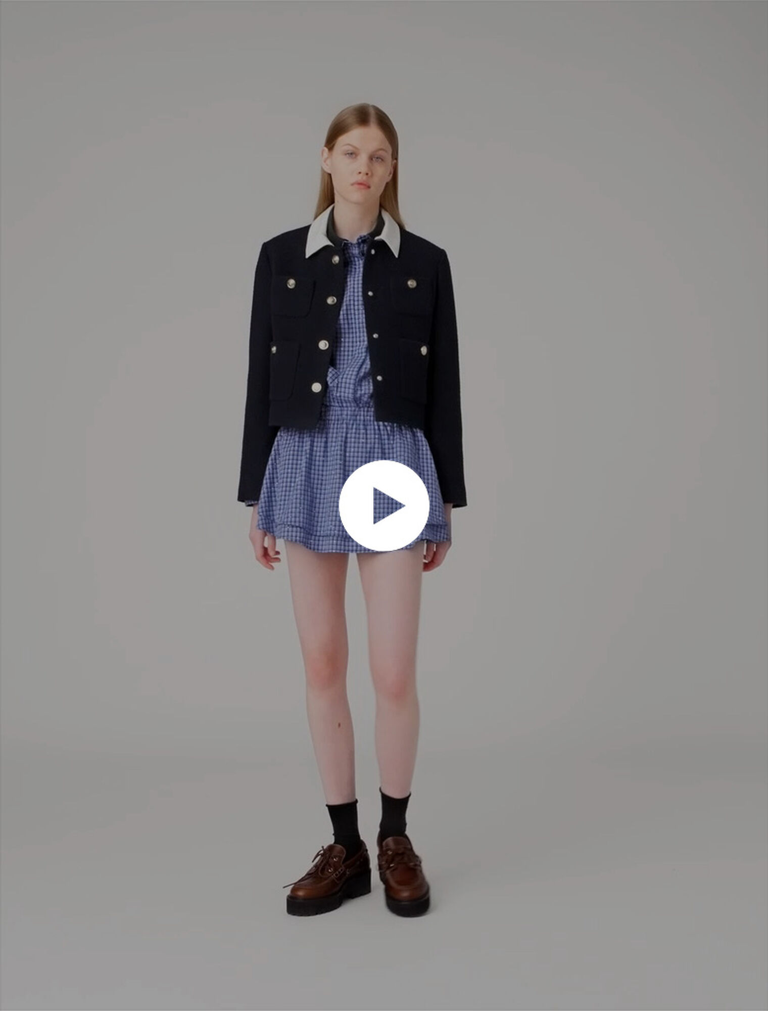Veste courte tweed et col amovible