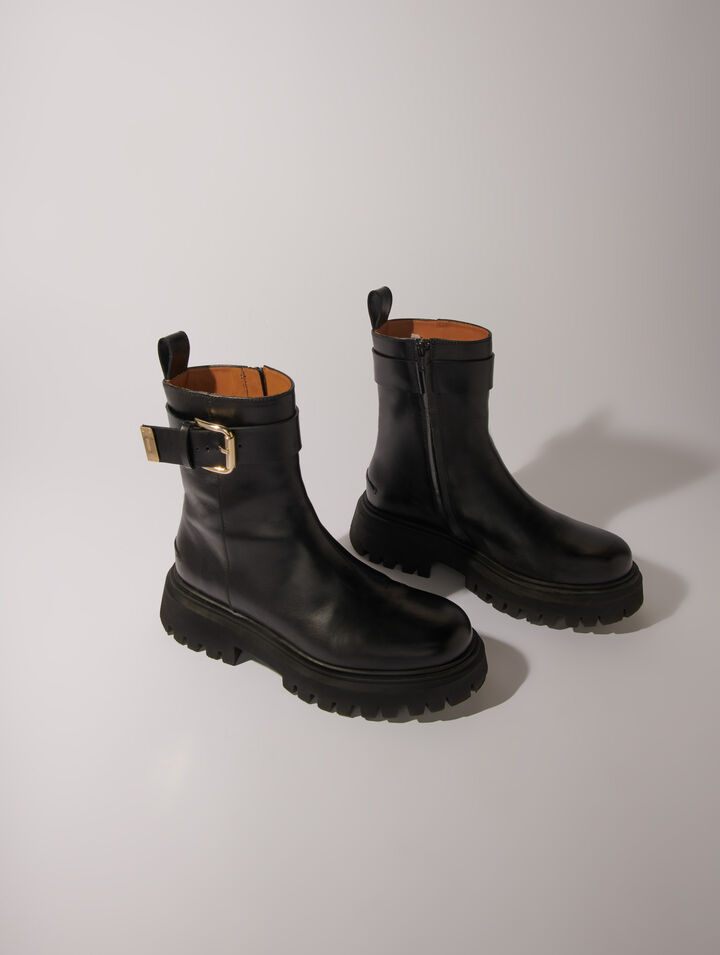 Bottines en cuir à boucle