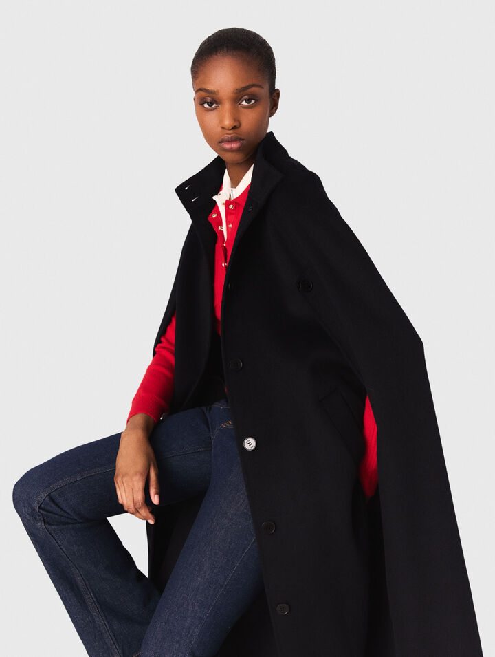 Manteau long double face avec cape