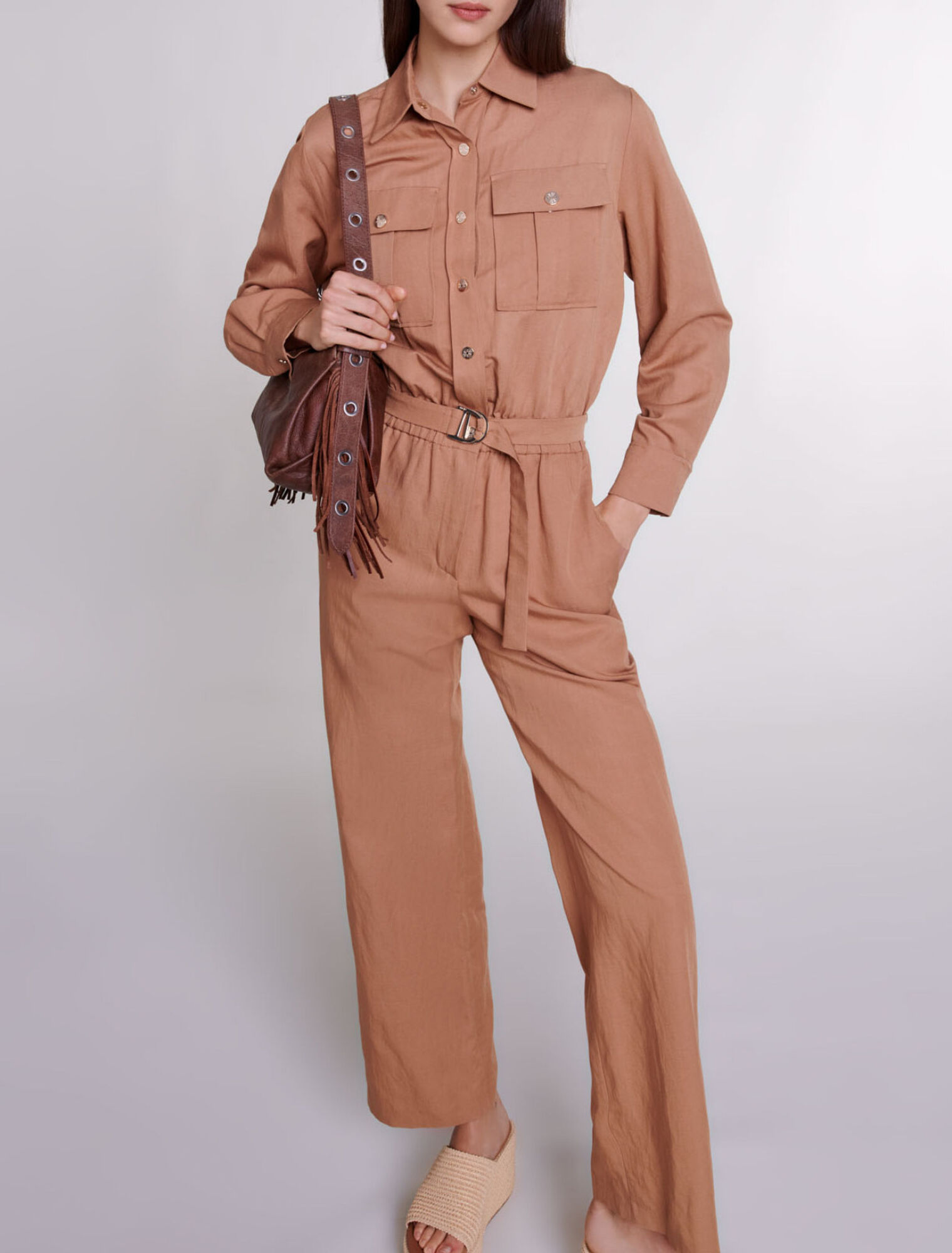 Combinaison pantalon en lin mélangé
