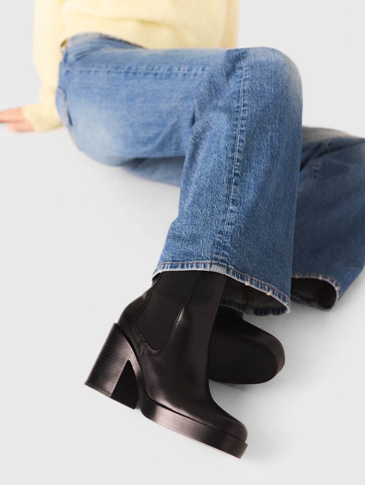 Bottine chelsea à talon en cuir